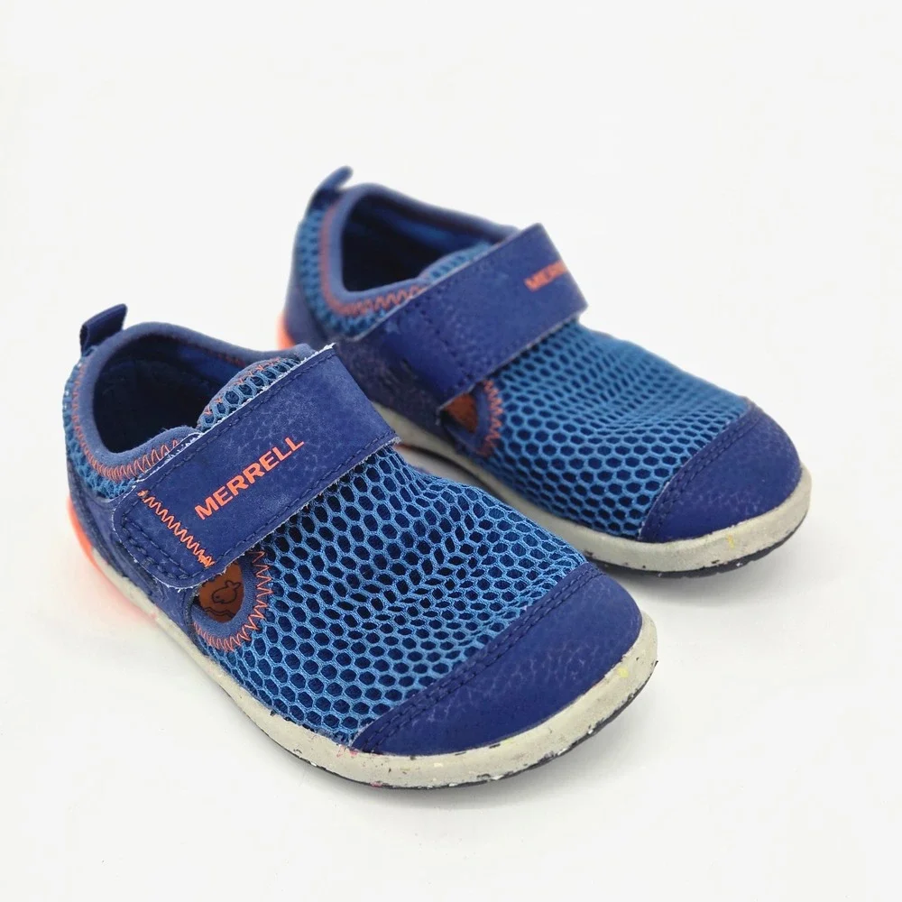 Merrell Bare Steps H2O Toddler Blue Orange Active Water Sneaker 7M EUC Wide Toe